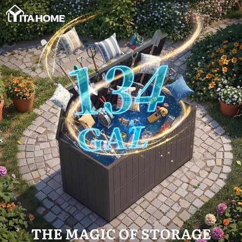 yitahome 134 gallon large outdoor storage box with, close-up detail