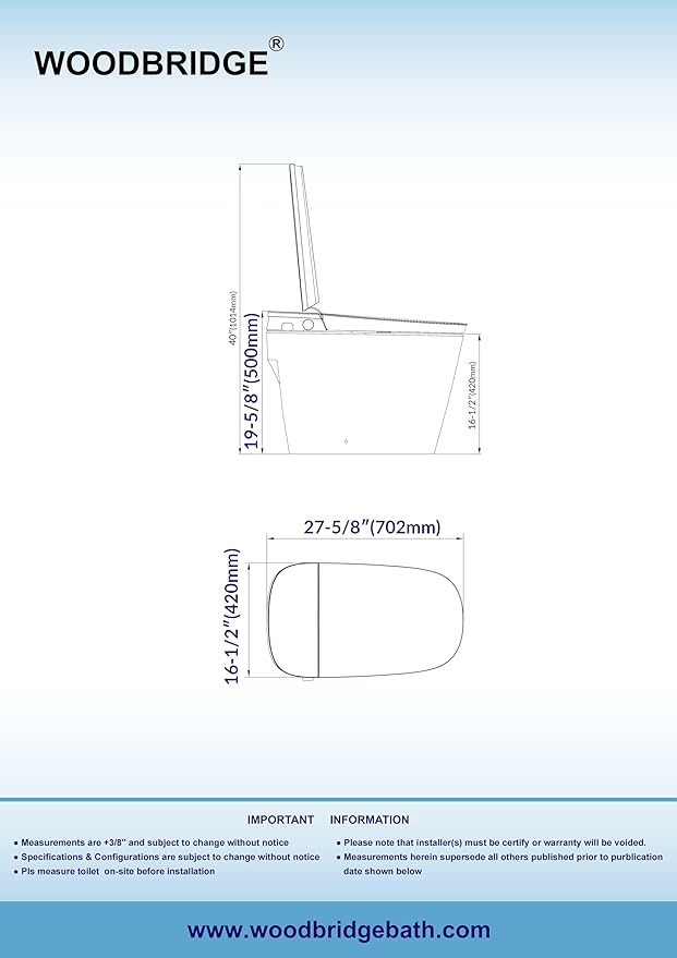 WOODBRIDGE Smart Toilet with Auto Open/Close, 1000g MaP Flush Score, Foam Shield - Image 16