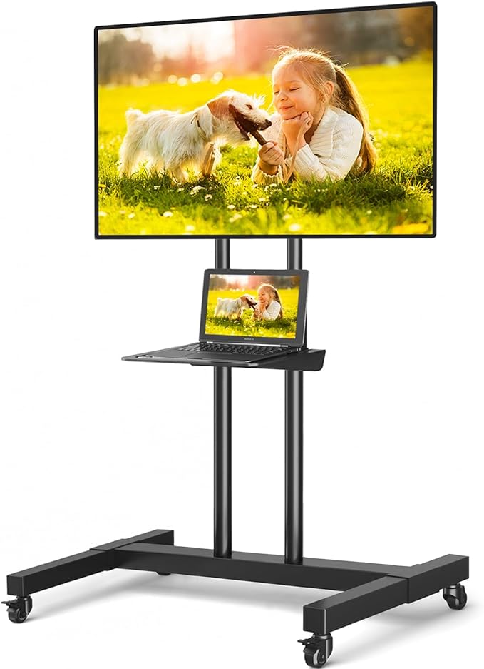 TVON Rolling TV Stand for 32-83 inch Flat Screen/Curved TVs up to 110 lbs by TVONFurniture