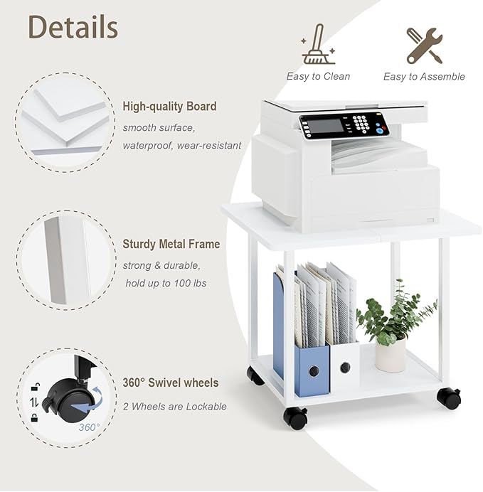 MARTY 22"x15.75" Large Under Desk Printer Stand - Image 7