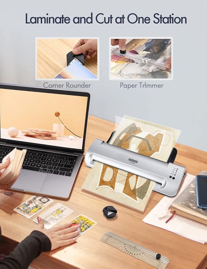 SINOPUREN 13-Inch Thermal & Cold Laminator Machine, Quick Warm-Up, 3 Temp - Image 5