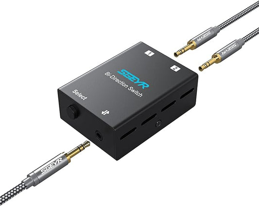 Audio Switch 3.5mm Bi-Direction Switch, Stereo Audio Switcher 2 in 1/1 in 2 Out by SGEYR