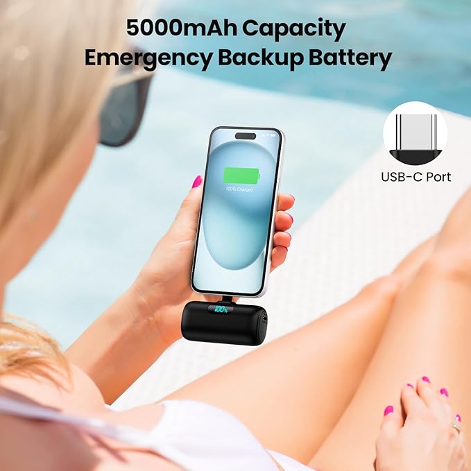 Mini Portable Charger USB C Power Bank, Upgraded 5000mAh PD Fast Charging - Image 3