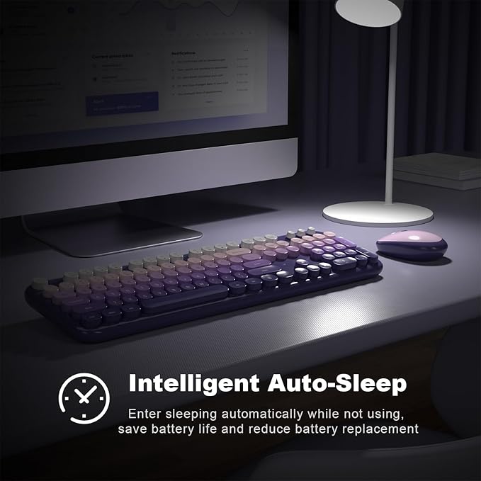 MOFII Wireless Keyboard and Mouse Combo, Full Size 2.4G Retro Round Computer - Image 4