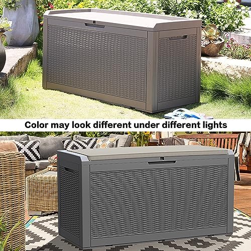 modern-depo 100 gallon deck box waterproof outdoor storage shown in use