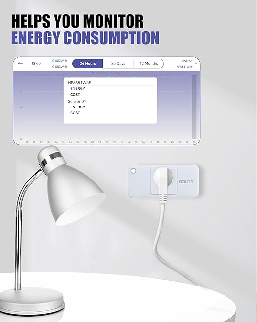 BALDR Wi-Fi Home Power Monitor Consumption Watt Meter w/Smart Socket - Image 3