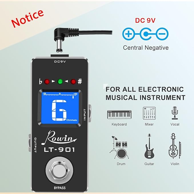 Rowin Guitar Tuner Pedal High Precision Chromatic Tuner - Image 4