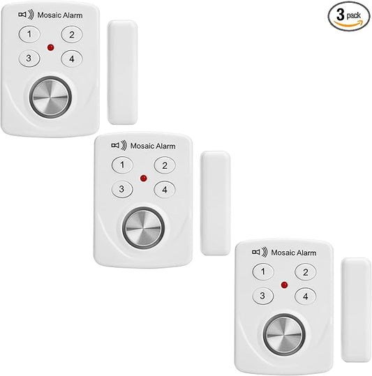 3 Pack Door Alarms with Delay When Left Open 130db Window Break Sliding Siren by MosaicAlarm