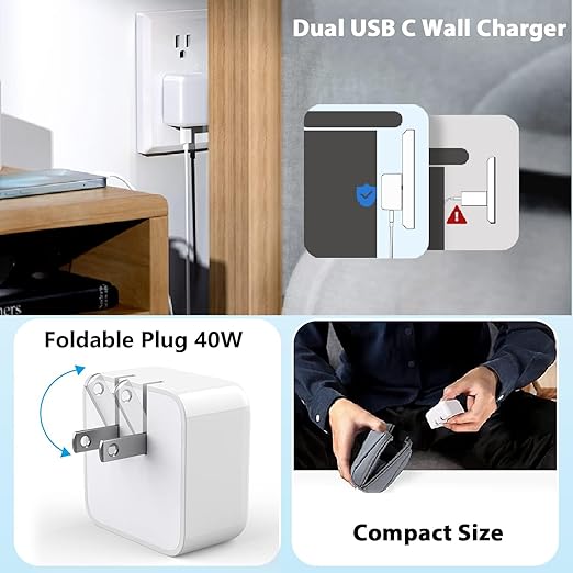 iPhone Charger Fast Charging, 40W Dual USB C Wall Charger Apple MFi Certified - Image 6