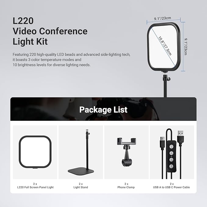 NEEWER Basics 2 Pack 10.8" Video Conference Lighting - Image 8