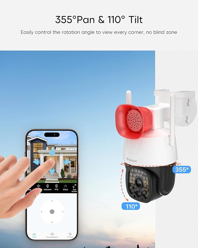 VSTARCAM 2K Smart Outdoor Surveillance Camera, AI Detection & Real-Time View - Image 4