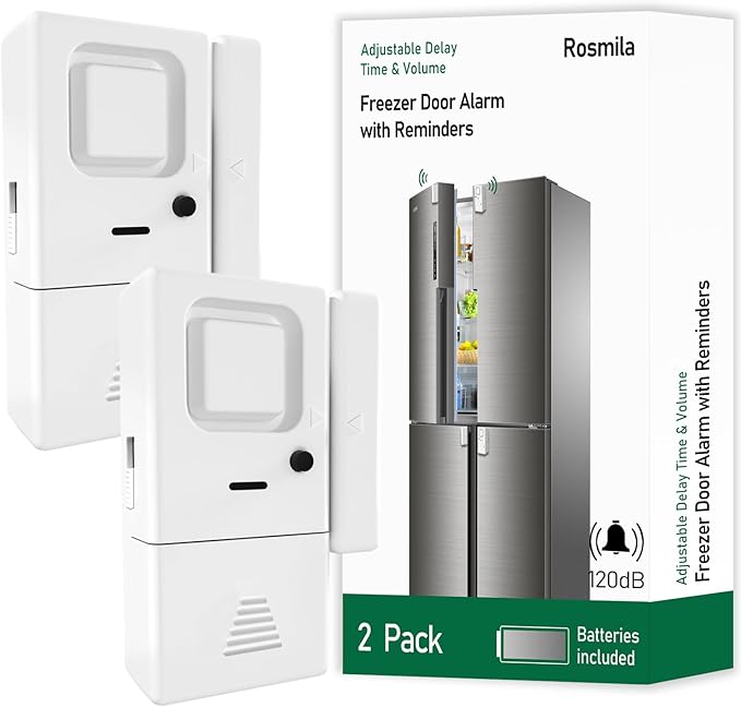 Freezer Door Alarm 2 Pack, Refrigerator Door Alarm When Left Open, Close Door by Rosmila