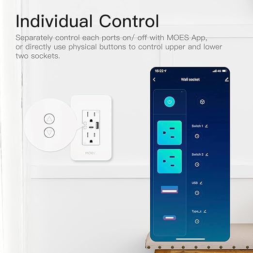 MOES Smart USB Wall Outlet Receptacle - Image 3