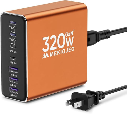 Aluminum Alloy USB C Charger GaN Charger Fast USB C Charging Station 7 Ports by MEKIOJEO