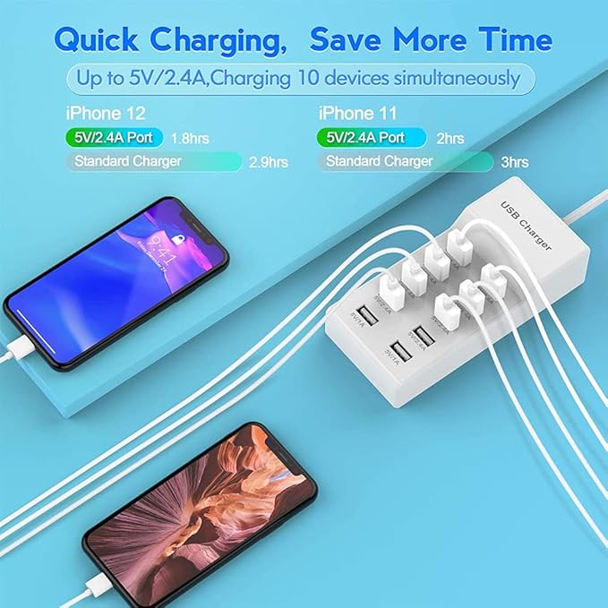 10-Port USB Wall Charger Station - Image 2