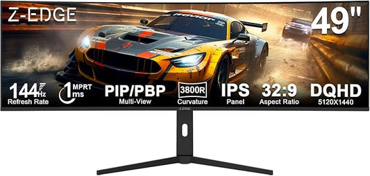 5K Monitor, Z-Edge 49 inch IPS Curved Gaming Monitor, DQHD 5120x1440 Computer by ZZ-EDGE