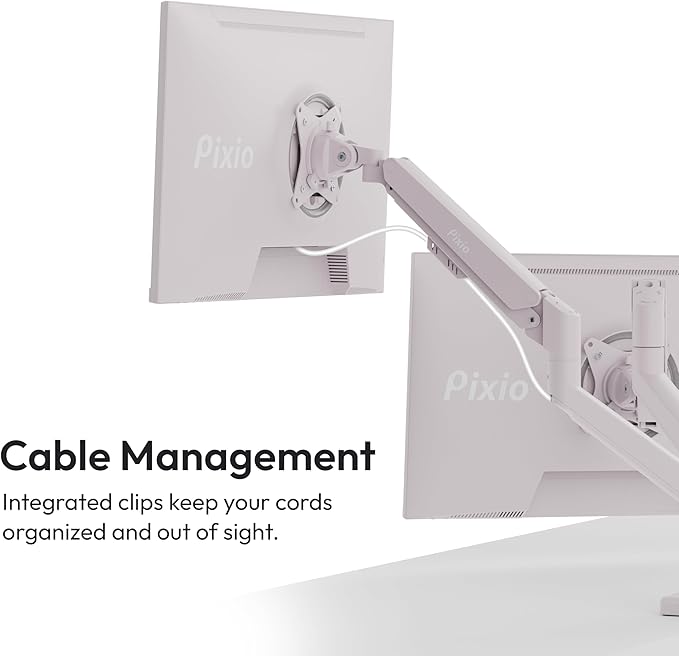 Pixio PS1D Wave Pink Dual Monitor Arm Stand Desk Mount - Image 5