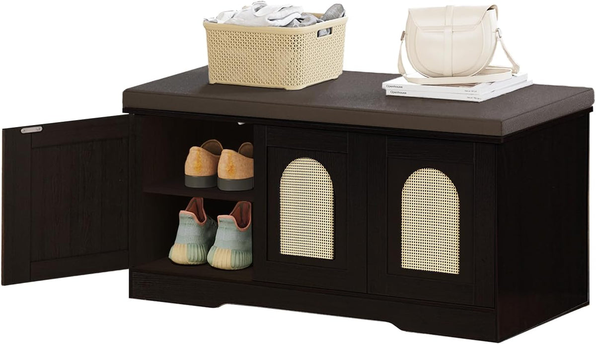 dinzi lvj shoe storage bench with cushion, door, main product view