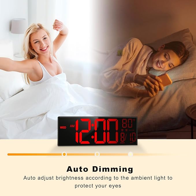 JALL 13" Large Digital Wall Mount Clock, Count Down Timer, Big LED, Temperature - Image 6