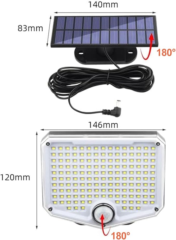 JumJam 153 LED Solar Wall Lights, 180°Beam Angle Solar Security Lights Outdoor - Image 2