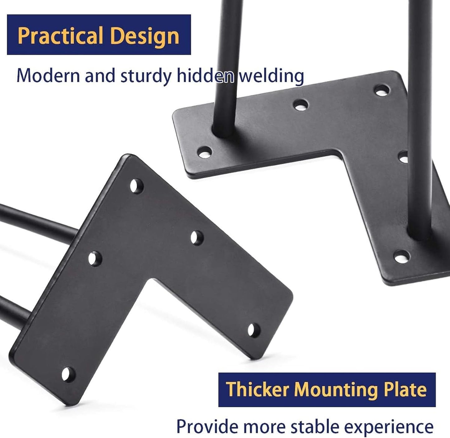 SMARTSTANDARD Hairpin Table Legs 28 Inch, Set of 4, Carbon Steel Black | 3/8" Solid Metal Legs for DIY Bench Desk Chairs Dining End Table - Heavy Duty Furniture Legs with Rubber Floor Protectors