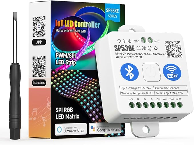 BTF-LIGHTING SP530E WiFi Alexa Bluetooth LED Controller Support PWM Monochrome by BTF-LIGHTING