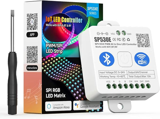 BTF-LIGHTING SP530E WiFi Alexa Bluetooth LED Controller Support PWM Monochrome by BTF-LIGHTING