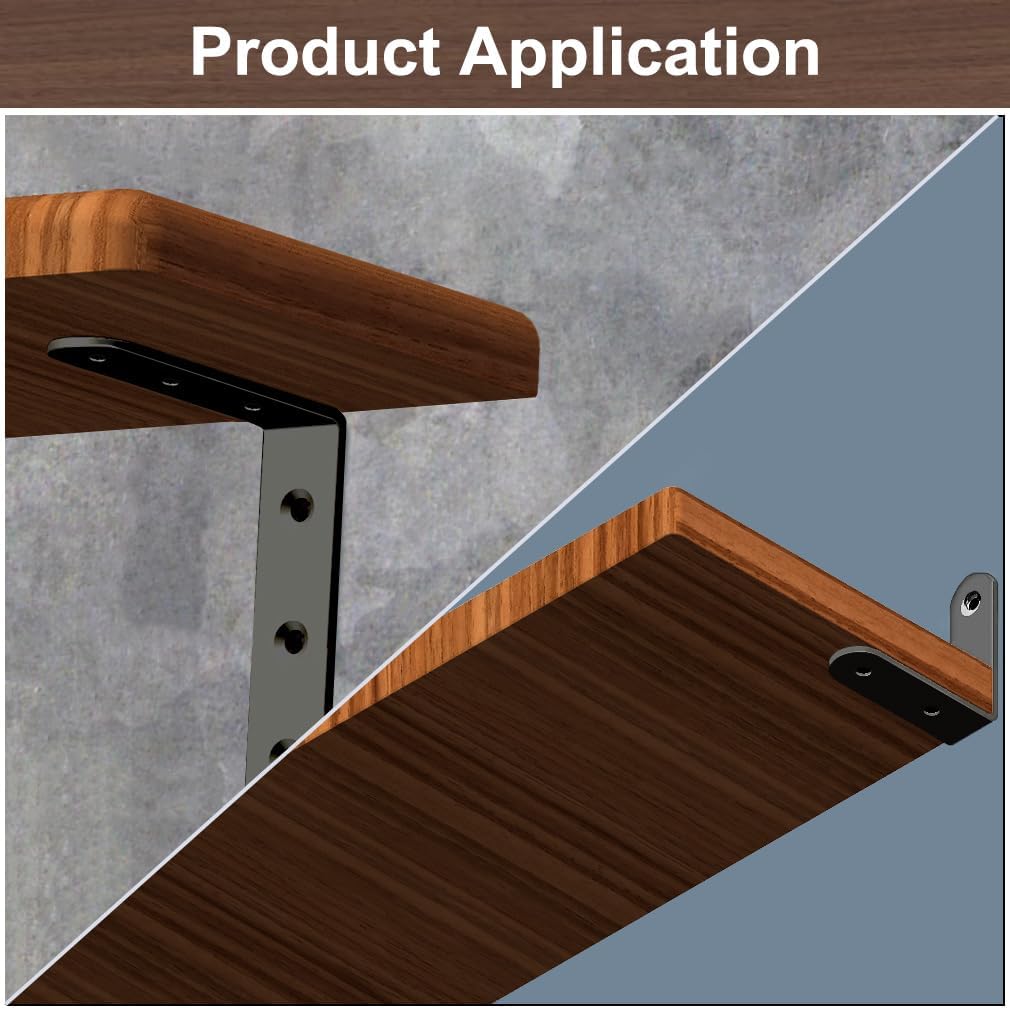 Black L Bracket 4 Inch Stainless Steel Corner Braces, 8 Pack 100x100mm 90 Degree Right Angle Joint Brackets for Wood Shelves Cabinets, with Screws