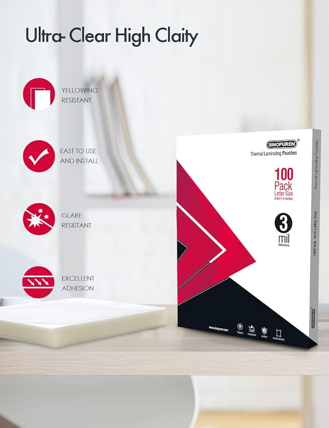 SINOPUREN Thermal Laminating Pouches, 3mil Laminating Sheets, 8.9x11.4 Inches - Image 4