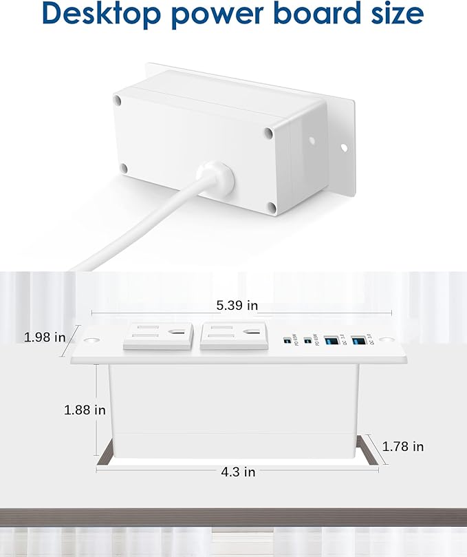 Recessed Power Strip Fast Charging Station 2 PD 65W USB C, Flush Mount - Image 6