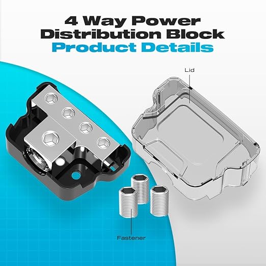 Distribution Block Car Audio, Malictele 4 Way 1x0/2/4 Gauge In 4x4/8 Gauge Out - Image 3