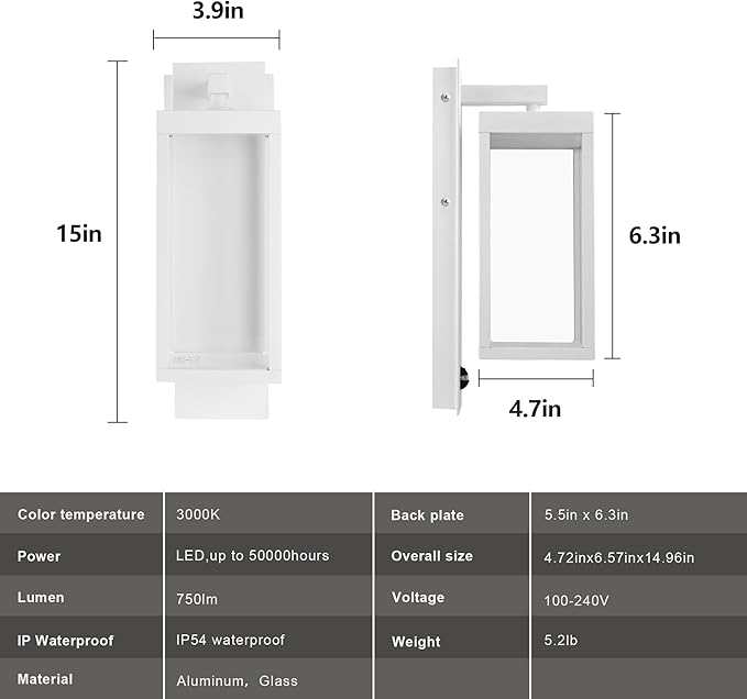 Lustrlach Outdoor Motion Sensor Wall Lights, 15In Modern LED Exterior Sconce - Image 6