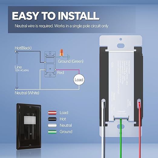ECOELER Black Motion Sensor Dimmer Switches, Digital Dimmer Light Switch - Image 7