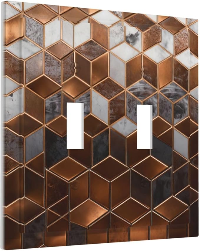 Bvtewkhz Brown Abstract Luxury Modern Geometric Cubic Marble 2 Gang Double by Unknown