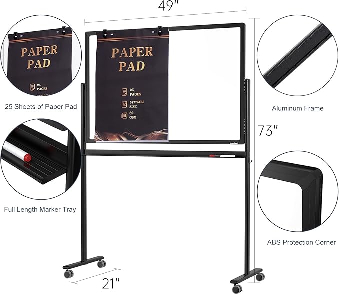 Mobile Clear Glass Whiteboard on Wheels - Image 6