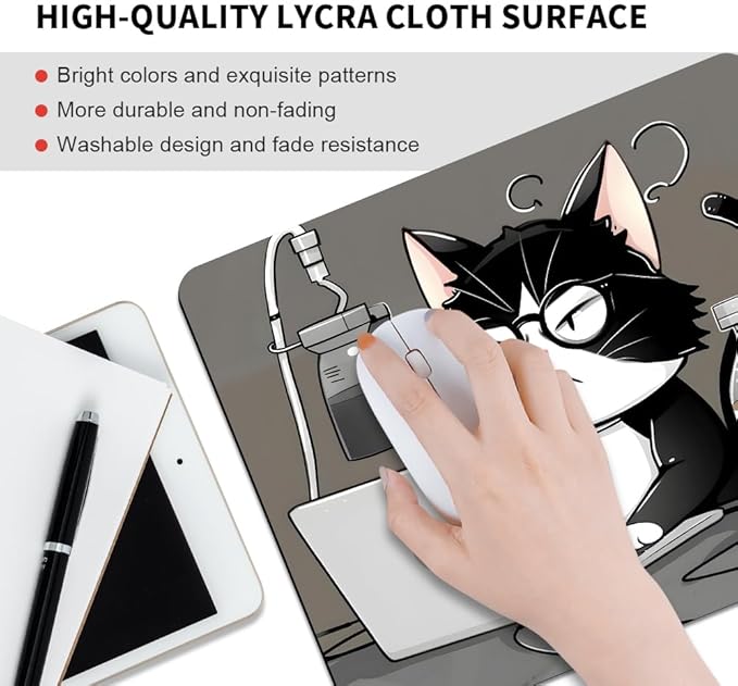 Cat Square Mouse pad, Waterproof, Anti Slip Rubber Base, Computer Mouse pad - Image 3