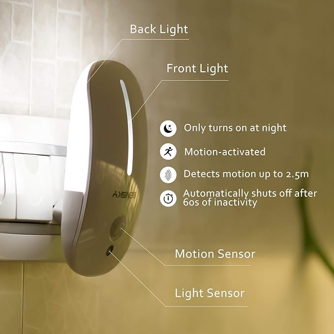 Sensky Motion Sensor Night Light Eye Friendly Front Low Light and Bright Back - Image 2