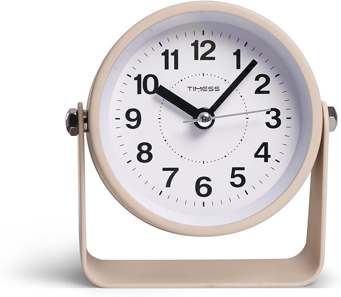 TIMESS Analog Alarm Clock, Silent Non-Ticking Quartz Movement, Battery-Operated - Image 2