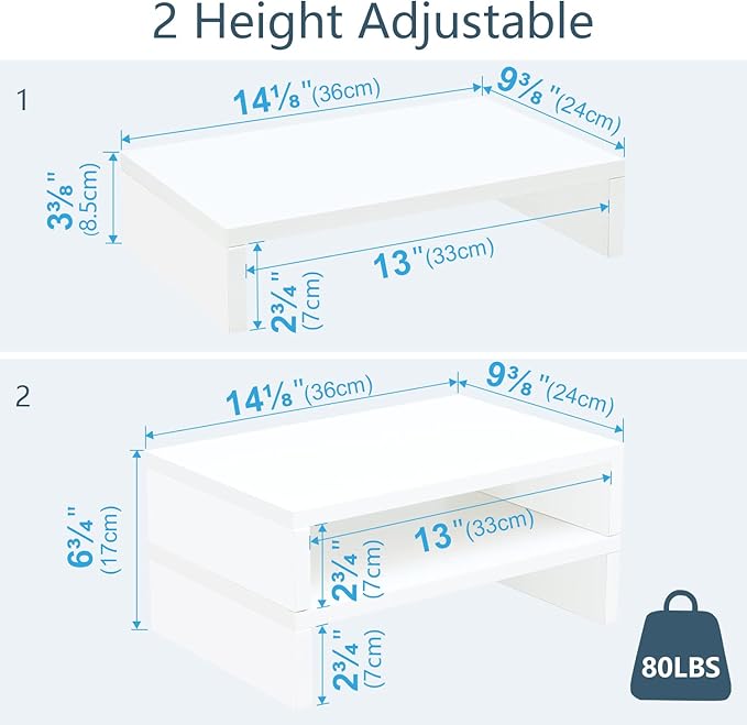 TEAMIX White Monitor Stand Riser - Image 4