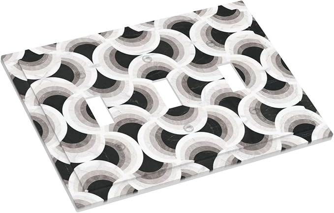 Bvtewkhz Black/White Art Marble 3 Gang Triple Toggle Decorative Light Switch - Image 3