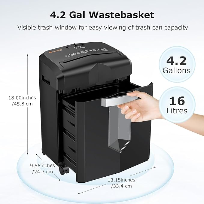 Bonsaii 12-Sheet Micro Cut Shredder, P-4 Security Level, Shreds Paper, Credit - Image 5