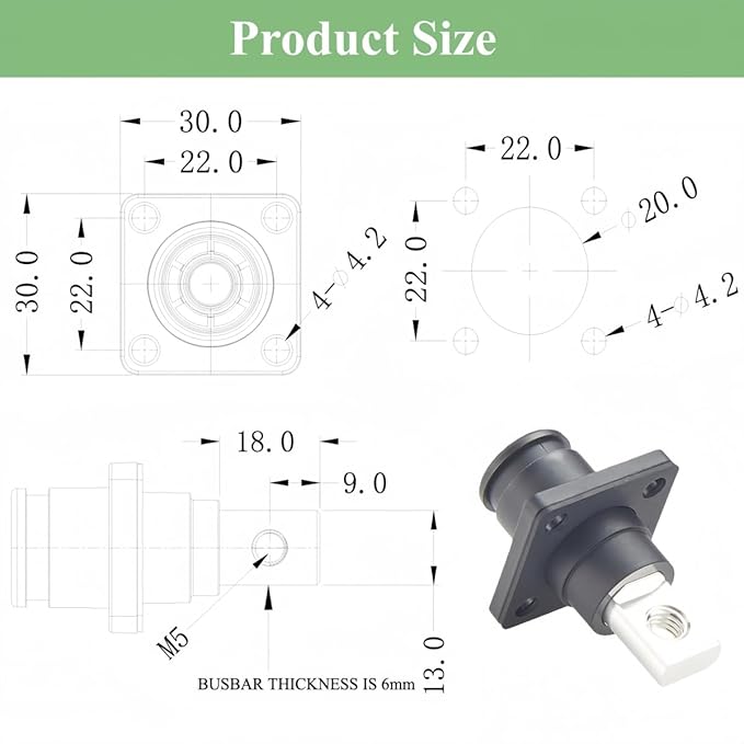1 Set Battery Energy Storage Connector 150A 35mm² High Current HV Connectors - Image 7