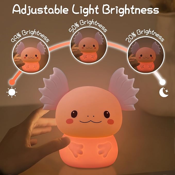 Axolotl Gifts Night Light for Kids, Cute Silicone Nursery Axolotl Lamp for Baby - Image 4