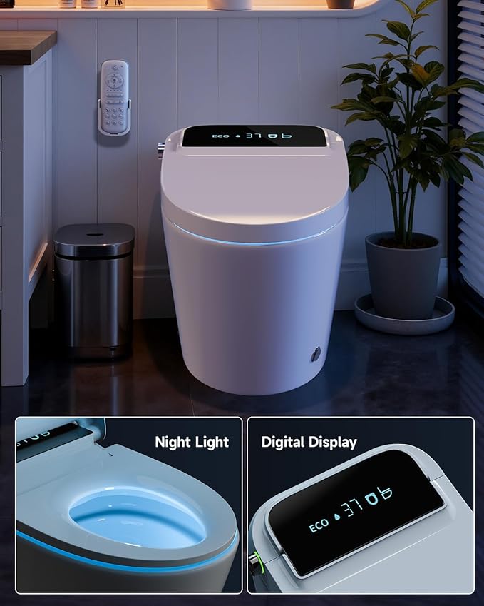 WANSID Smart Toilet with Bidet Built-in and Tankless, Auto Open/Close, Heated - Image 7
