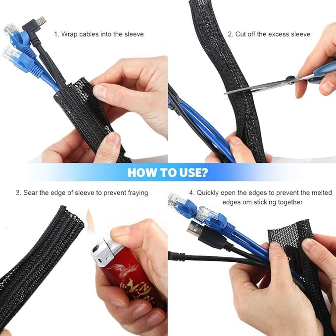 AGPTEK Cable Sleeve Cover, 10ft - Image 8