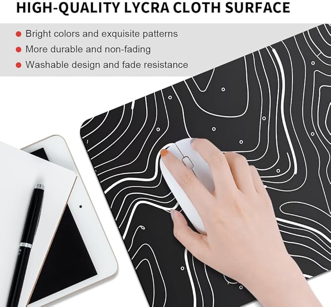 Abstract Topographic map Square Mouse pad, Waterproof, Anti Slip Rubber Base - Image 3