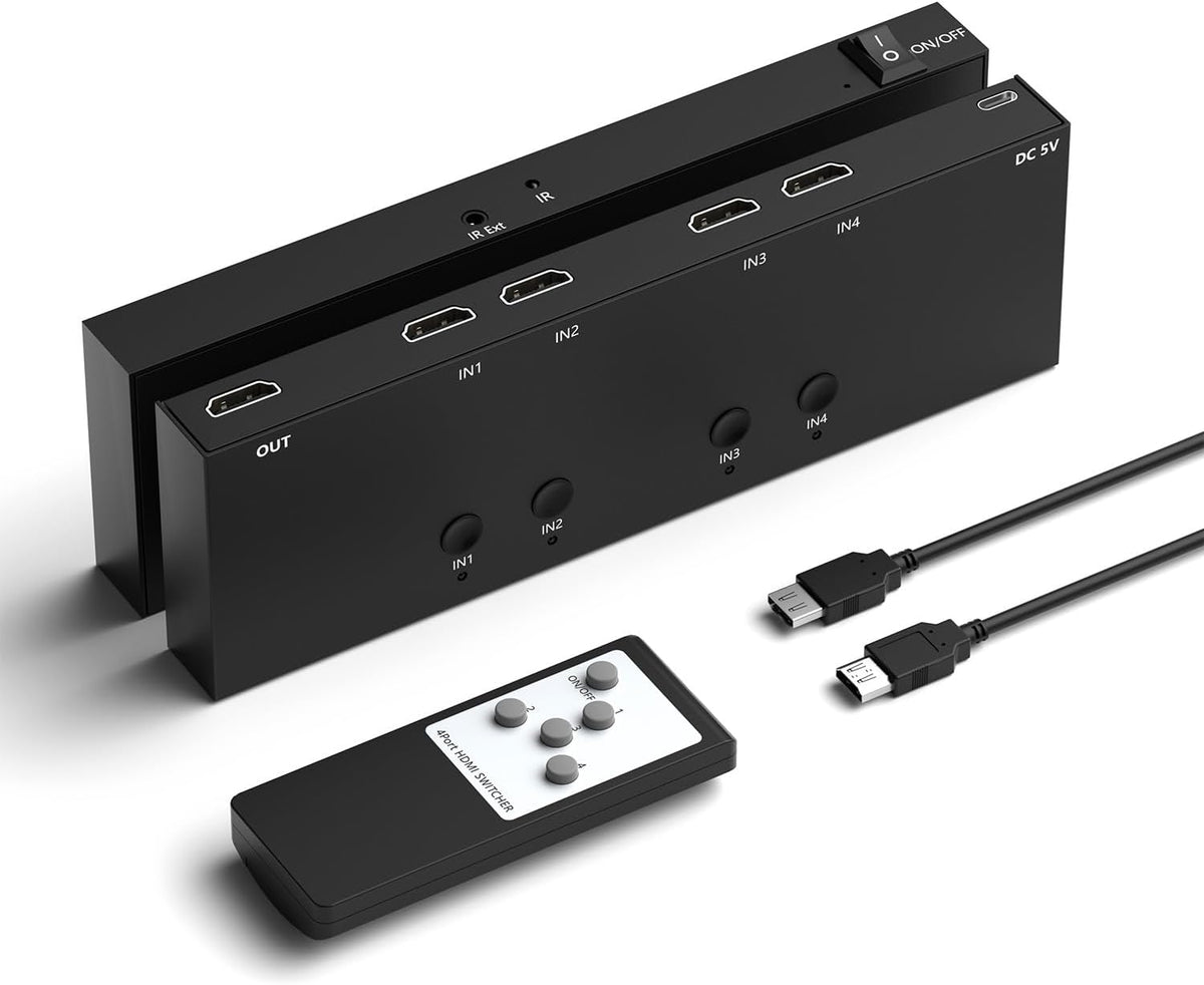 4 in 1 Out HDMI Converter with 4k@60Hz HDMI Switch & Infrared Remote Control