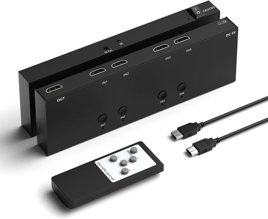 4 in 1 Out HDMI Converter with 4k@60Hz HDMI Switch & Infrared Remote Control