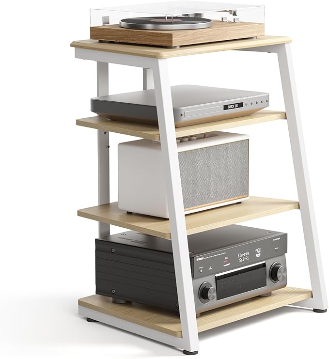 FITUEYES Design 4-Tier AV Media Stand Corner Shelf Stand Wooden Corner Shelves by FITUEYES