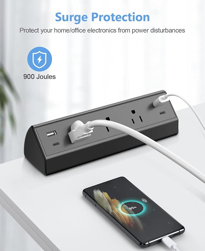 Desk Clamp Power Strip, 40W Fast Charging Station, Desktop Mount Surge Protector - Image 5